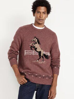 Old Navy Horse SoSoft Crew Neck Pullover Sweater Men's Size Small